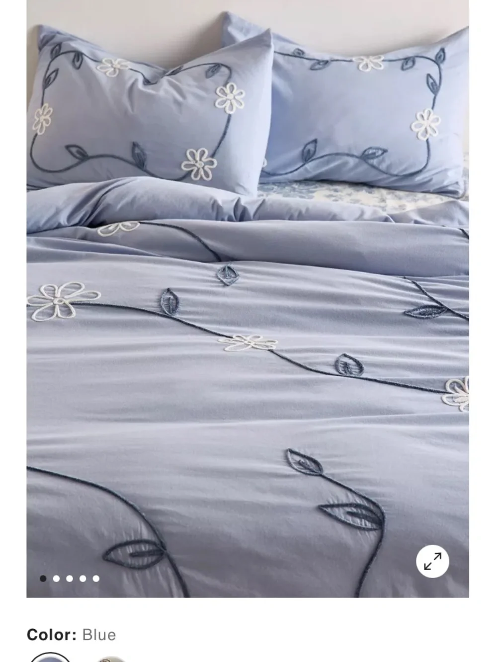 Falling Vines Floral Embroidered Duvet Cover